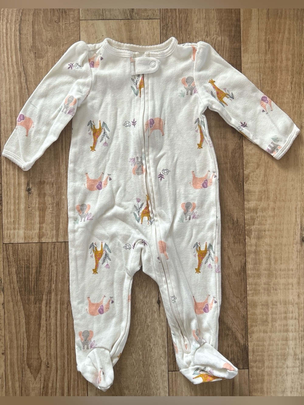 Carter’s cream baby footed wild animals sleeper size 6 months unisex